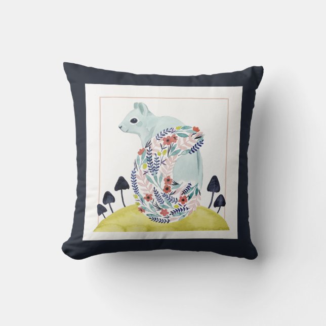 Coussin Amis de Clementine | Écureuil d'art populaire (Recto)