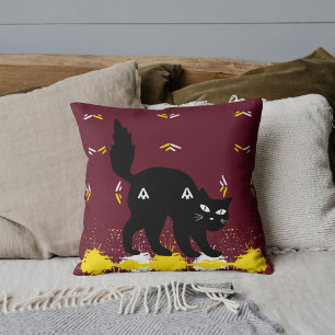 Coussin Amis de compagnie chat noir personnalisés motif ro