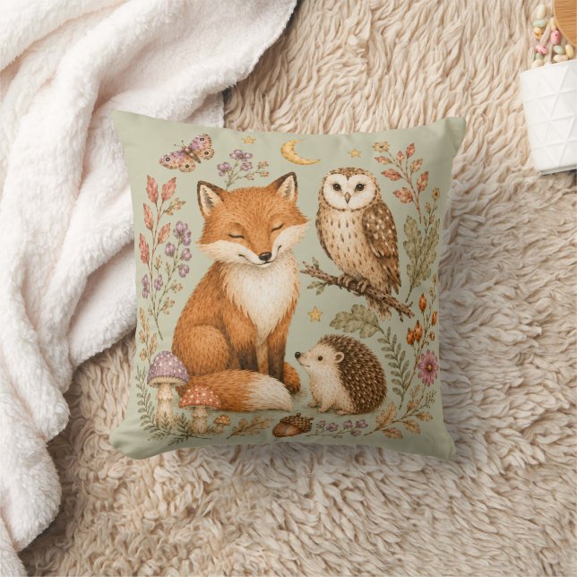 Coussin Amis de la forêt Renard, Hibou et Hérisson (Couverture)