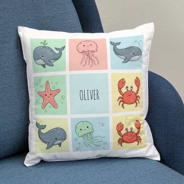 Coussin Amis de l'océan capricieux Doodles (Créateur téléchargé)