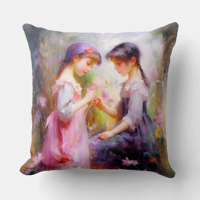 Coussin Amis et fleurs (Recto)