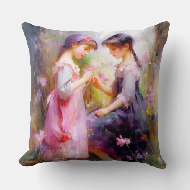 Coussin Amis et fleurs (Recto)