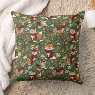 Coussin Amis mignons de la forêt hivernale – Animalier de 