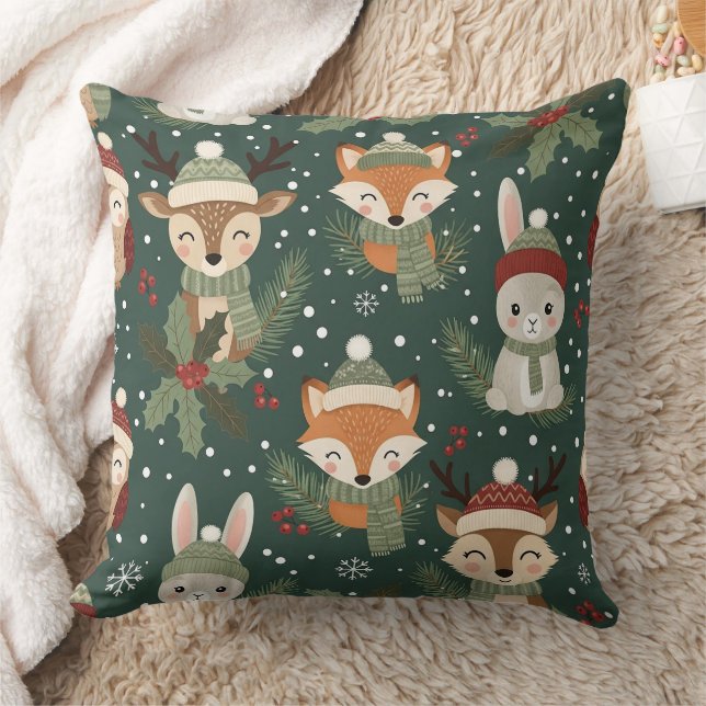 Coussin Amis mignons de la forêt hivernale – Animaux de fê (Couverture)