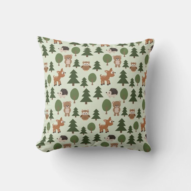 Coussin Amis naturels de la forêt Bébé Animaux Arbres Bébé (Recto)