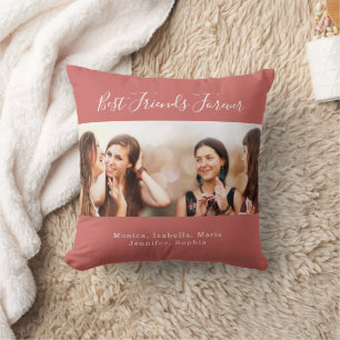Coussin Amis pour toujours BFF noms de photo terracotta