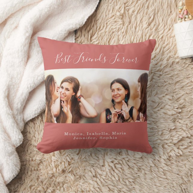 Coussin Amis pour toujours BFF noms de photo terracotta (Couverture)