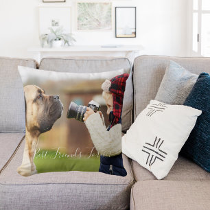 Coussin Amis pour toujours garçon chien photo