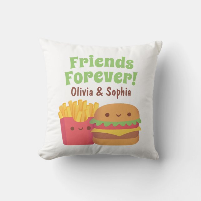 Coussin Amis pour toujours, Kawaii Frites et Meilleur Copa (Recto)
