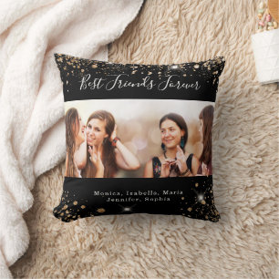Coussin Amis pour toujours noir or parties scintillant pho