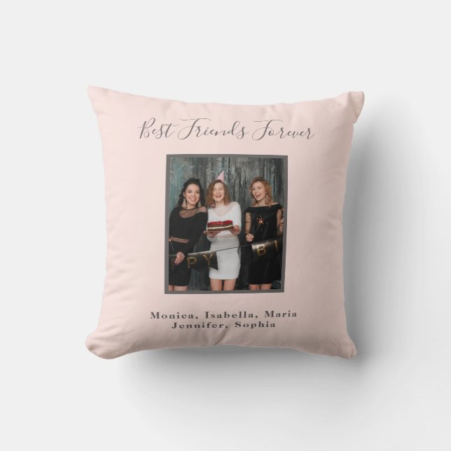 Coussin Amis pour toujours photo rose gold rose noms (Recto)