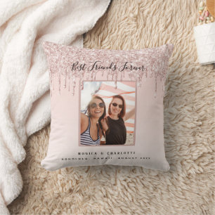 Coussin Amis pour toujours rose or blush parties scintilla