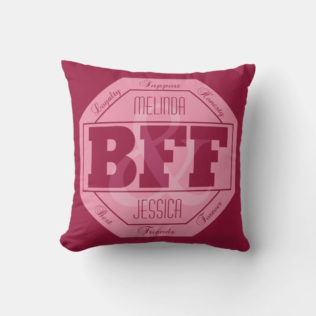 Coussin Amitié de BFF - noms faits sur commande - carreaux (Recto)