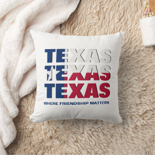 Coussin Amitié patriotique TEXAS DRAPEAU
