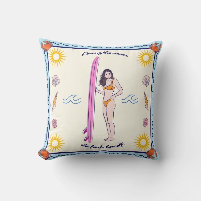 Coussin Among the waves, she finds herself. (Recto)