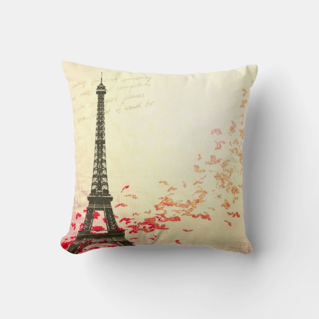 Coussin Amour à Paris pendant le printemps (Recto)