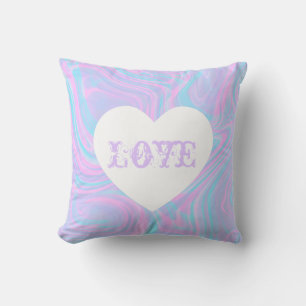 Coussin Amour Abstrait Saint-Valentin Rose Blanc Cœur Colo
