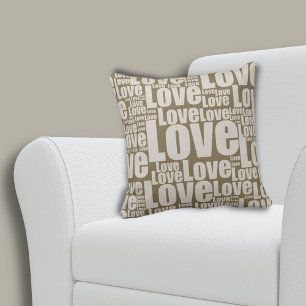 Coussin Amour amusant Typographie Brown Jeu d'oreiller