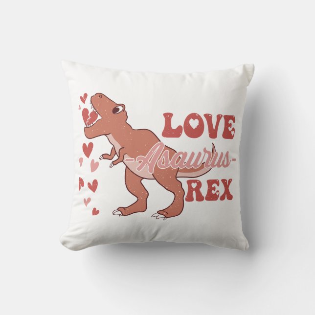 Coussin Amour-Asaurus Rex drôle (Recto)