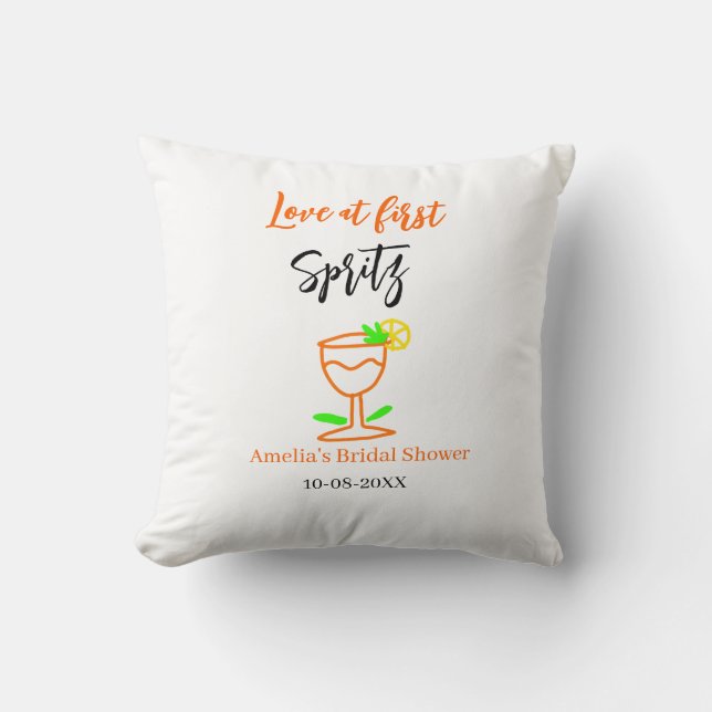 Coussin Amour au premier spritz orange noir enterrement de (Recto)