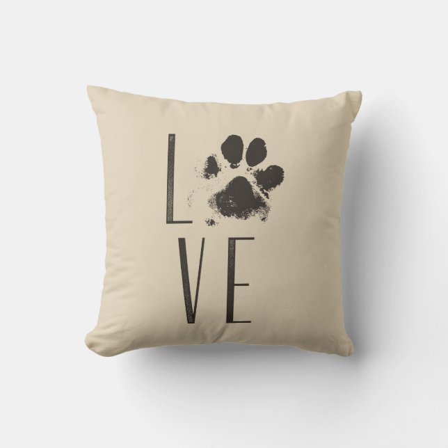 Coussin Amour avec animal Empreinte de patte Brown Grunge  (Recto)