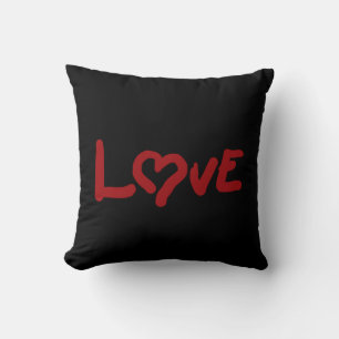 Coussin Amour avec/coeur Deux côtés Noir & Blanc avec text