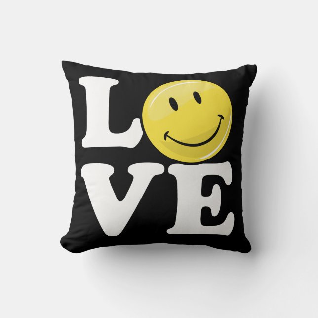 Coussin Amour avec un visage heureux classique du sourire (Recto)