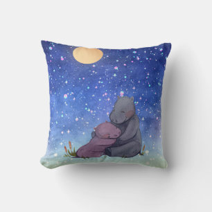 Coussin Amour, Baby Hippo et sa mère