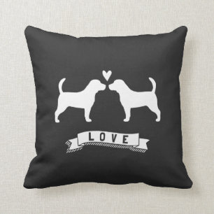 Coussin Amour Beagle - Silhouettes de chien avec coeur