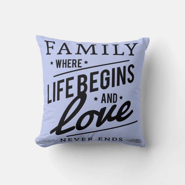 Coussin Amour bleu de famille de carreau de sérénité (Recto)
