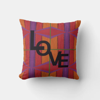 Coussin Amour chaud sur rouge/orange/violet/vert/noir
