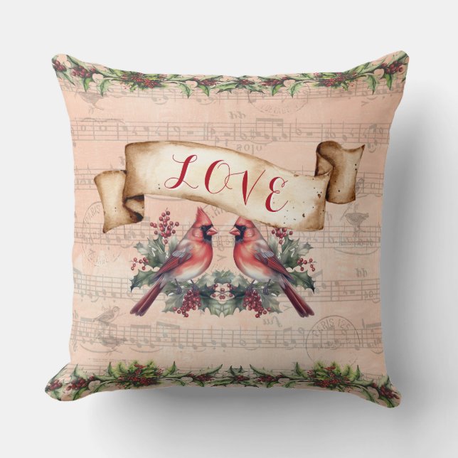 Coussin Amour, Cloches, Musique & Cachet de la Poste Paris (Recto)