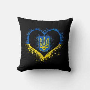 Coussin Amour Coeur Ukraine Drapeau ukrainien Stand Avec U