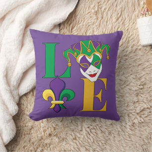 Coussin Amour coloré Mardi Gras Carnival Jester
