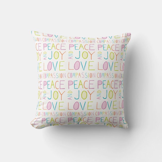Coussin Amour, Compassion, Paix, Joie (Recto)