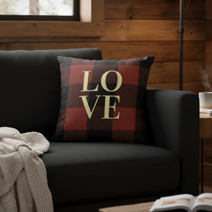 Coussin Amour cosy : Rouge et Noir Plaid Flannel Design