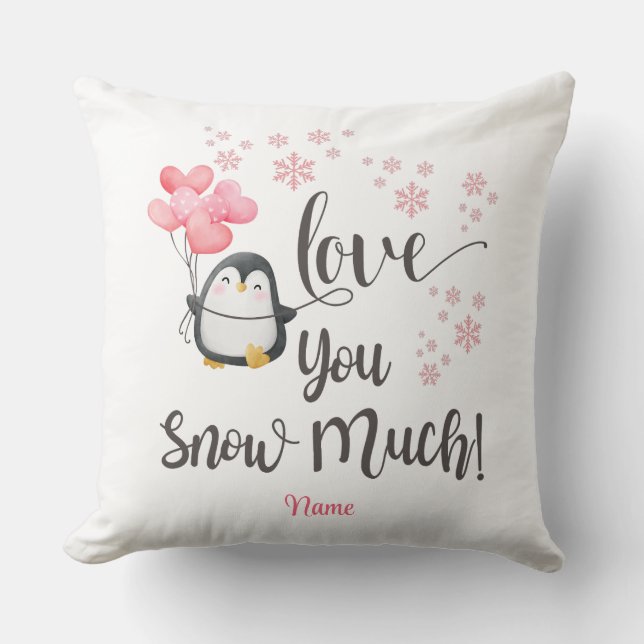 Coussin Amour - Cute Valentine Penguin Personnalisé (Recto)