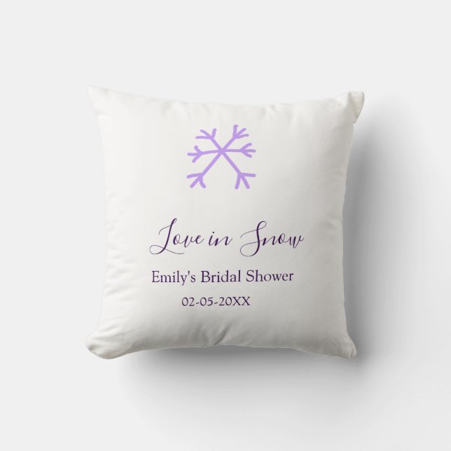 Coussin Amour dans la neige douche de mariée flocons de ne (Recto)