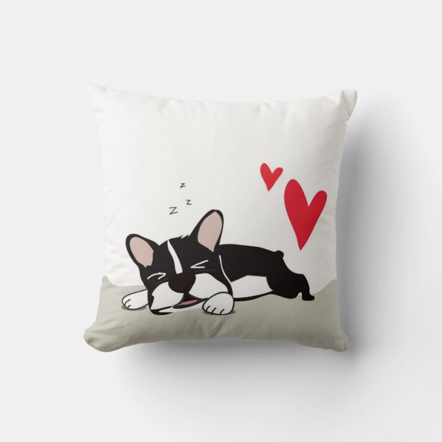 Coussin Amour de bouledogue français - carreau (Recto)