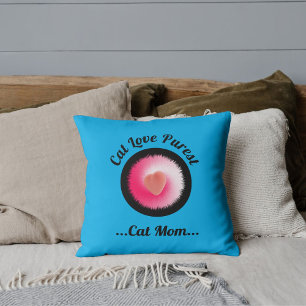 Coussin Amour de chat Citation drôle personnalisée Bleu ci