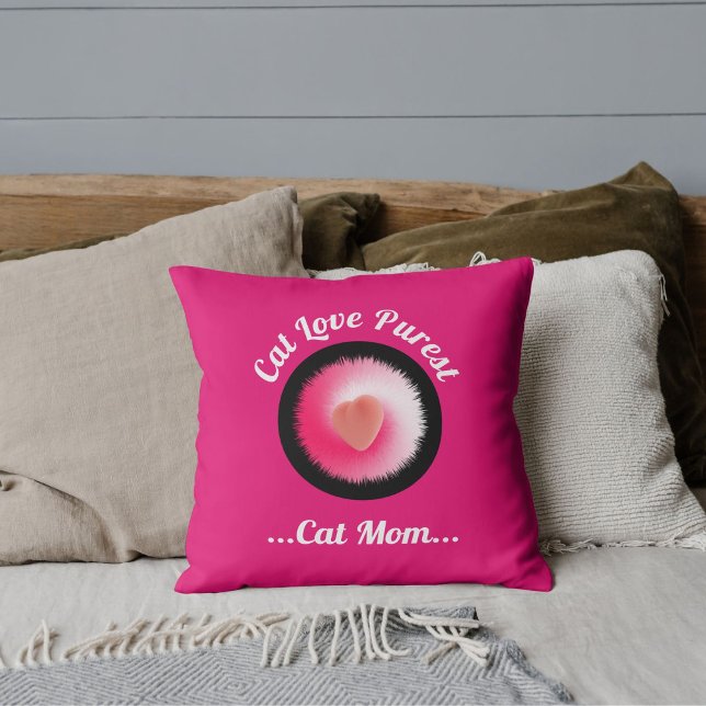 Coussin Amour de chat Citation drôle personnalisée rose (Créateur téléchargé)