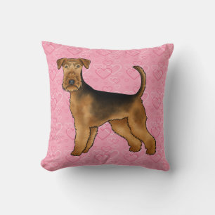 Coussin Amour de chien Airedale Terrier avec motif de cœur