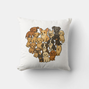 Coussin Amour de chiot - Cœur fait de chiens