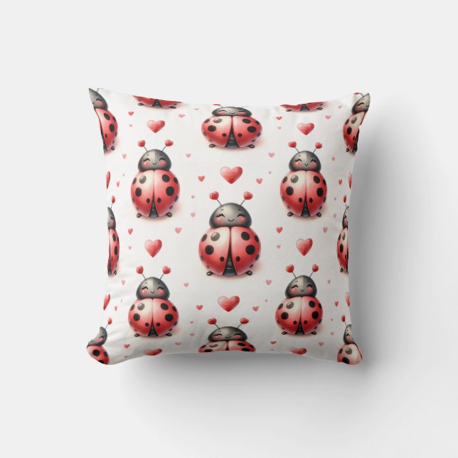 Coussin Amour de coccinelle (personnalisé) (Recto)