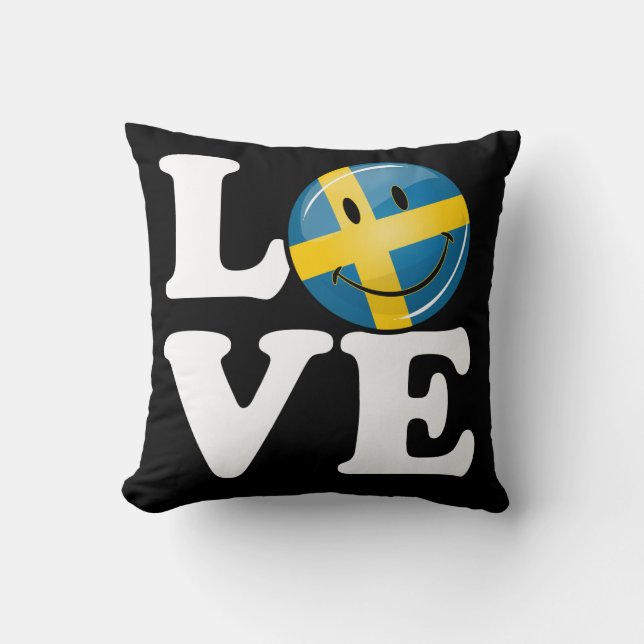 Coussin Amour de drapeau de sourire de la Suède (Recto)