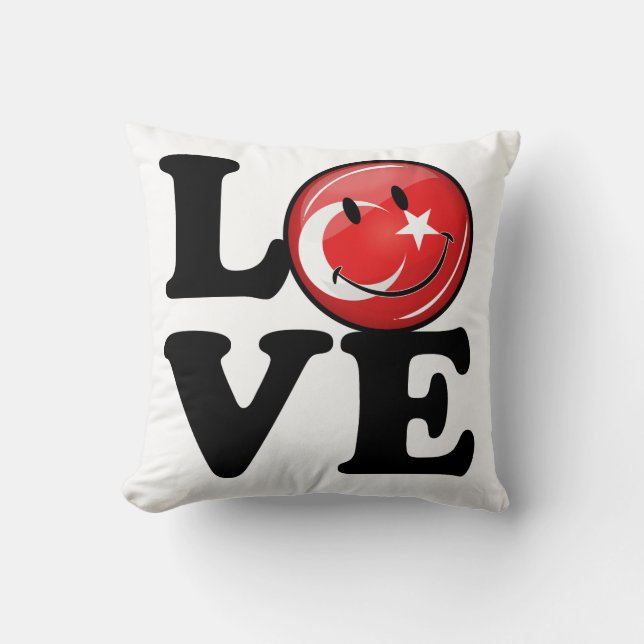 Coussin Amour de drapeau de sourire de la Turquie (Recto)