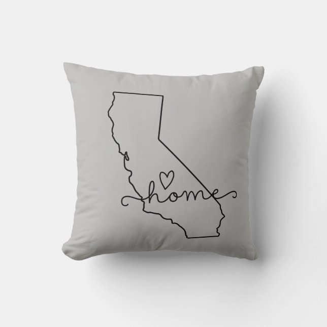 Coussin Amour de l'État d'origine de la Californie, coeur (Recto)