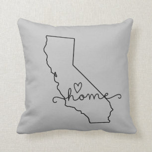 Coussin Amour de l'État d'origine de la Californie, coeur