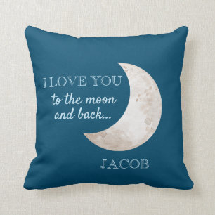 Coussin Amour de Lune Bleue Marine Je T'aime Jusqu'à la Lu
