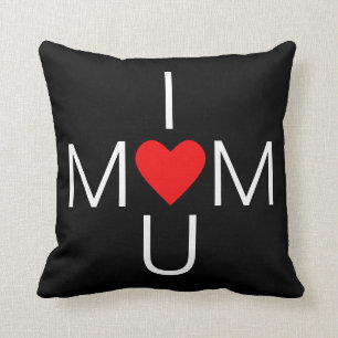 Coussin Amour de maman à coeur moderne sur fond noir